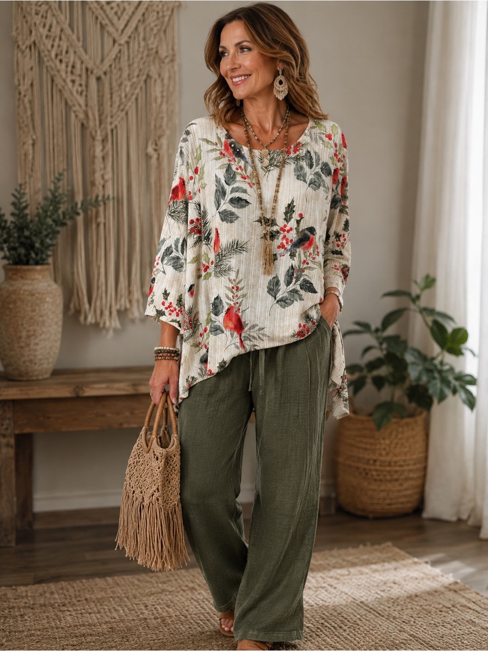 Alfred Dunner 2X Cardinal Bird Holly Christmas Holiday Embellished Top NWT